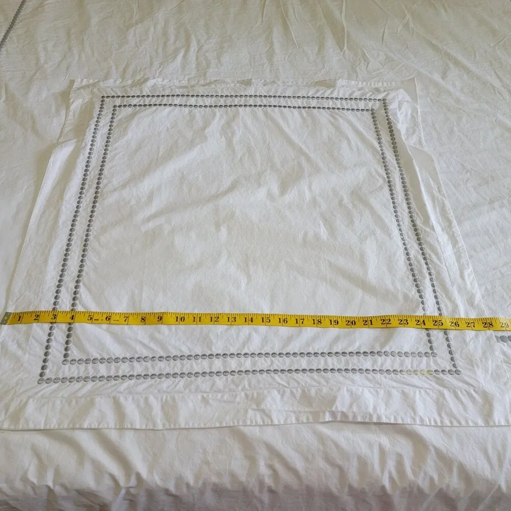 Pottery Barn Teen Full Queen Mixed 3 Pc Duvet & Shams White Gray Dot Embroidered